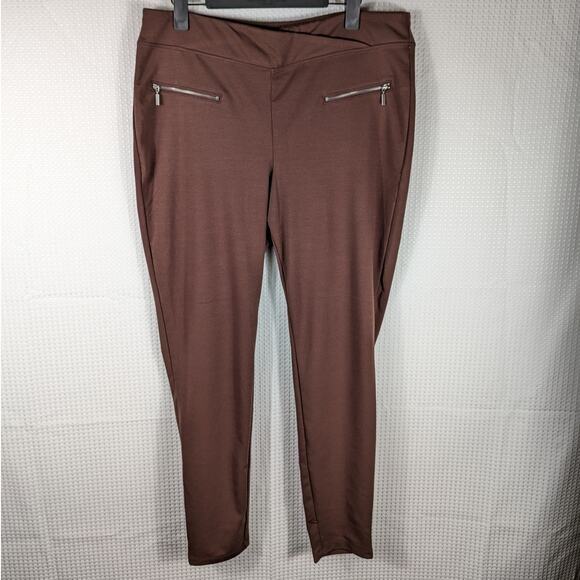 SO Pants XL Womens Brown High Rise Legging Ponte Stretch Zip Pocket Slim Fit - Picture 1 of 4